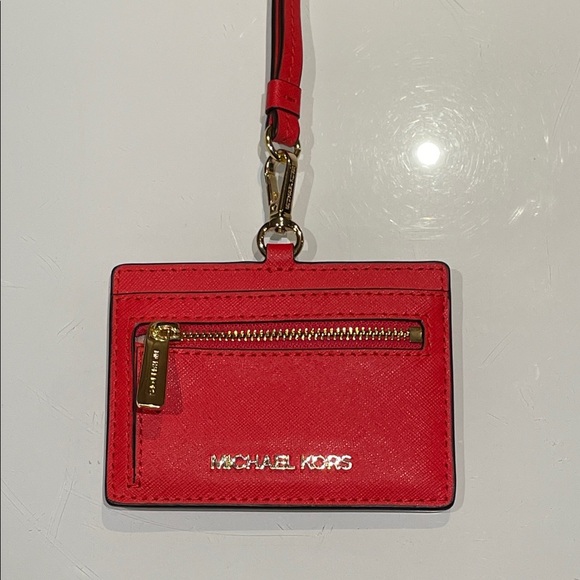 *NEW* Michael Kors JET SET TRAVEL Saffiano Leather Card Holder with Lanyard - Picture 5 of 15